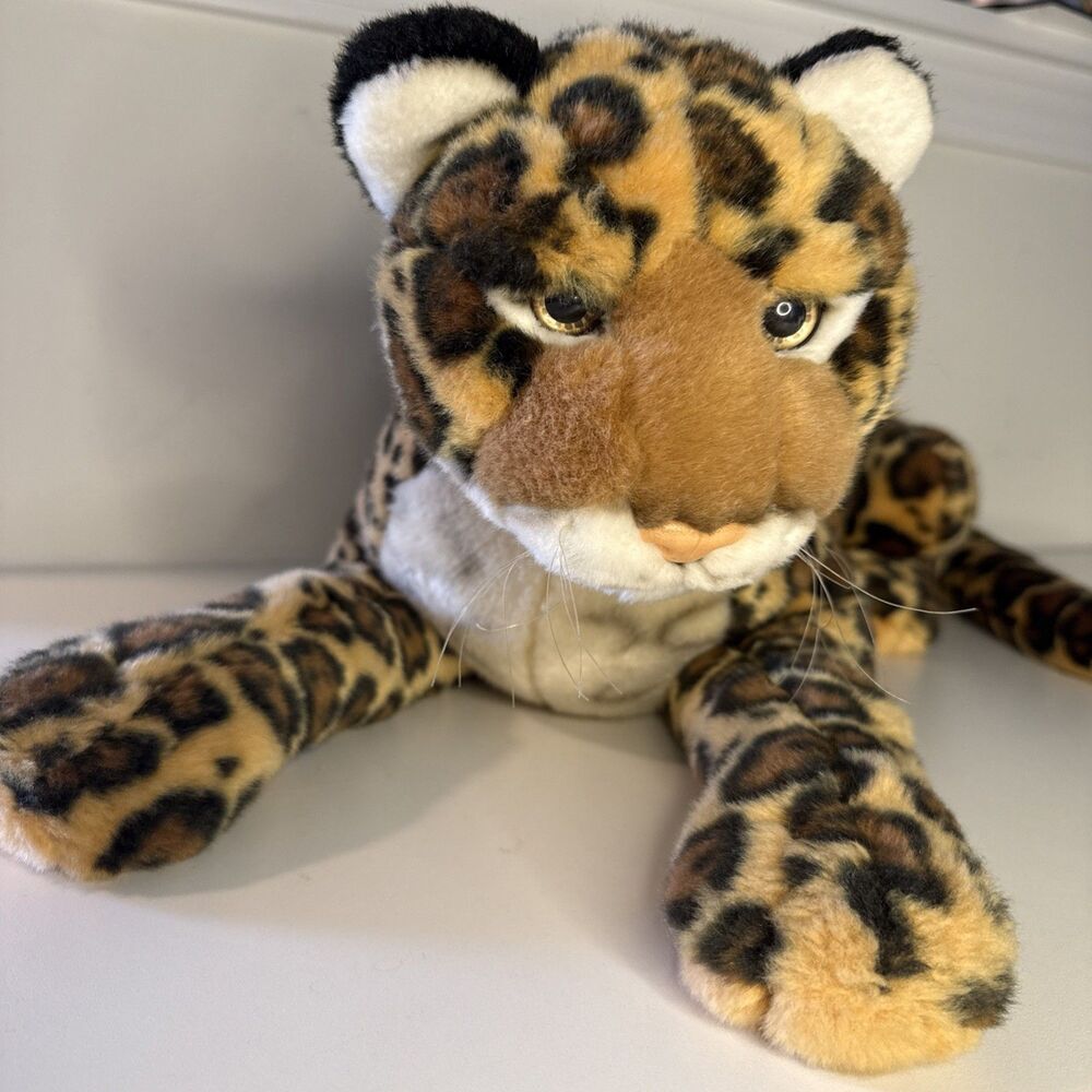 Leosco 32" Spotted Jaguar Silky Soft Vtg Plush Stuffed Animal Big Cat